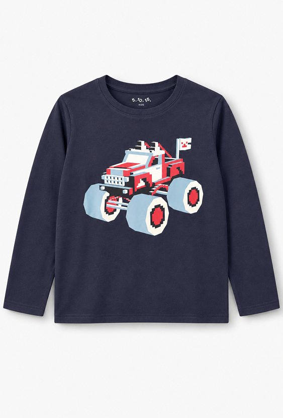 Bluzka chłopięca z długim rękawem z nadrukiem monster trucka