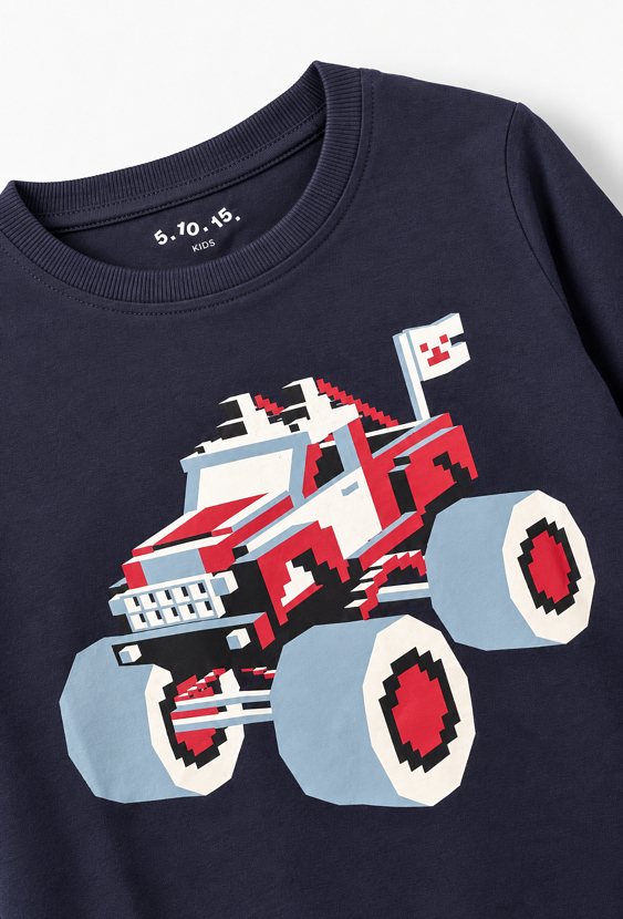 Bluzka chłopięca z długim rękawem z nadrukiem monster trucka