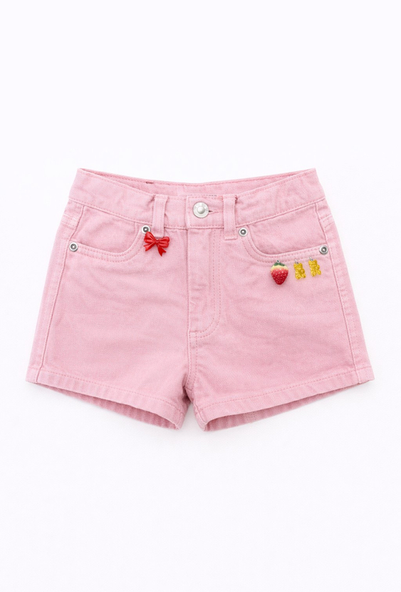 Szorty jeansowe dla dziewczynki z ozdobnymi zawieszkami