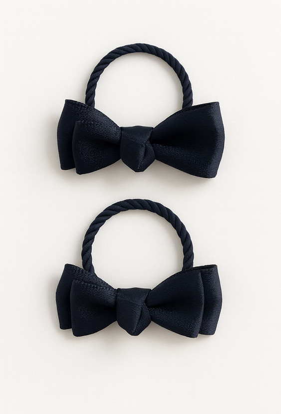 Zestaw gumek do włosów dla dziewczynki – granatowe kokardki.