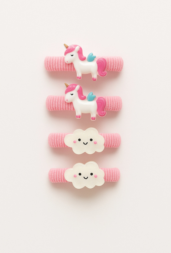 Zestaw gumek do włosów z jednorożcami i chmurkami