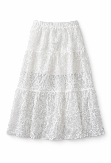 Długa spódnica koronkowa dla dziewczynki – z podszewką