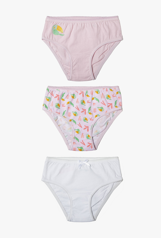 Zestaw 3 par majtek dziewczęcych z tukanem