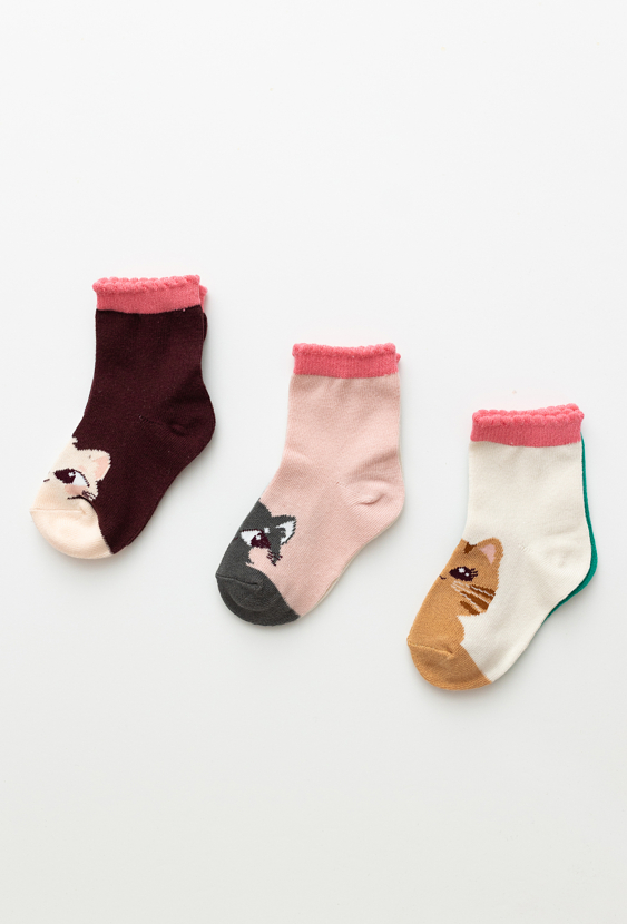 Skarpetki dziewczęce 3-pak z kotkami