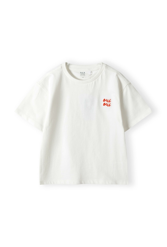 T-shirt chłopięcy z haftem „Oui Oui”