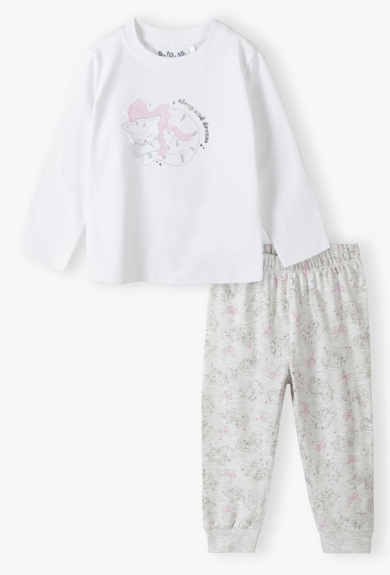 Piżama dla dziewczynki - szara z kotkiem - 5.10.15.