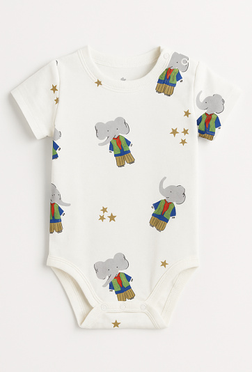 Body niemowlęce z krótkim rękawem – kowbojskie słoniki