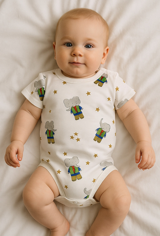 Body niemowlęce z krótkim rękawem – kowbojskie słoniki