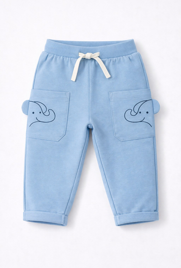 Spodnie dresowe niemowlęce w słoniki z uszami 3D