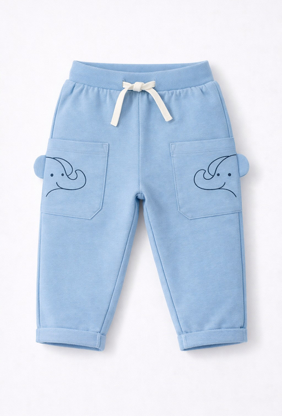 Spodnie dresowe niemowlęce w słoniki z uszami 3D