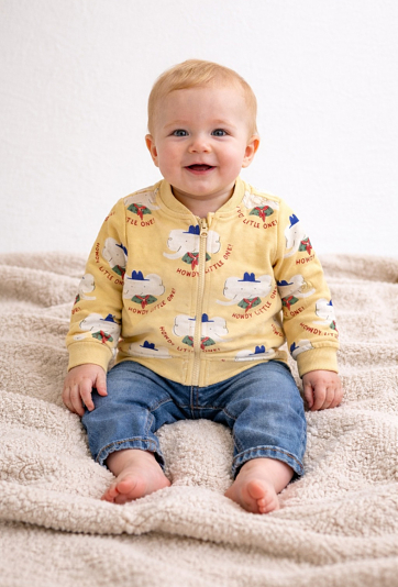 Bluza niemowlęca bomberka z printem – kowbojskie słonie