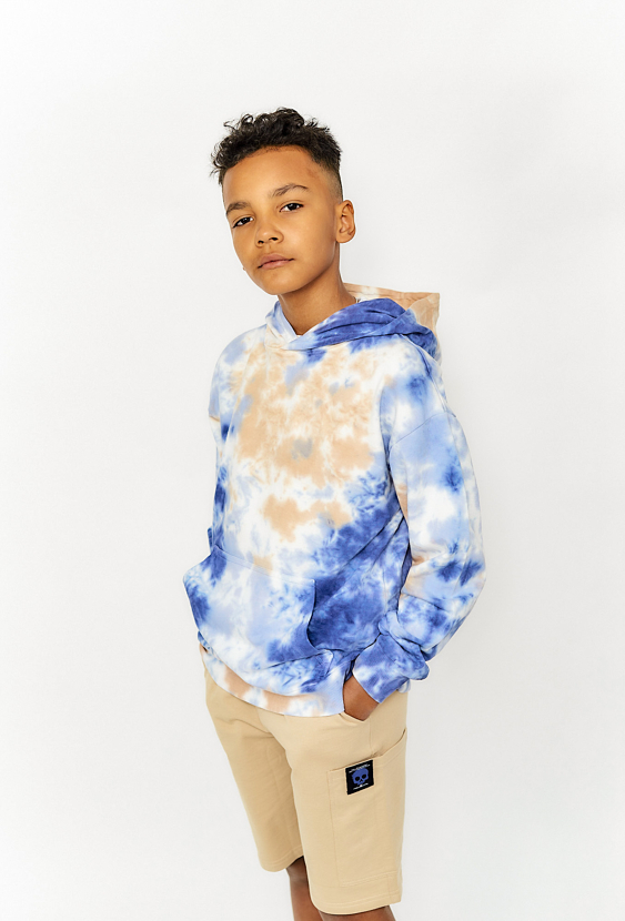 Bawełniana bluza dresowa z kapturem - tie-dye