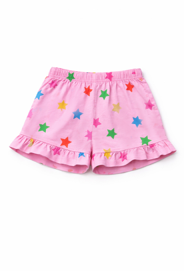Szorty w gwiazdki z falbanką