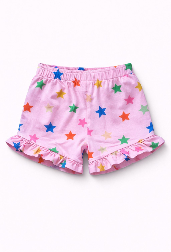 Szorty w gwiazdki z falbanką