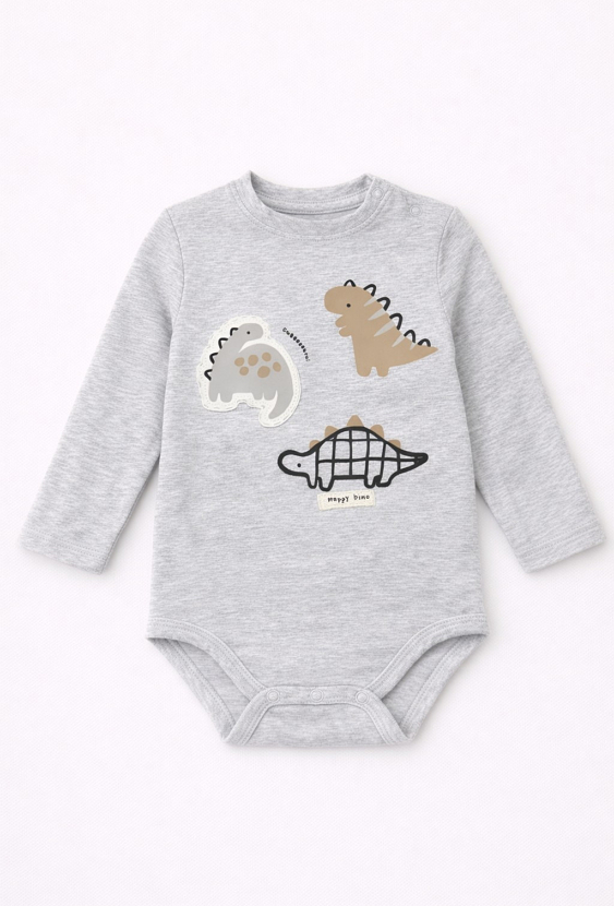 Body niemowlęce z długim rękawem w dinozaury - 5.10.15.