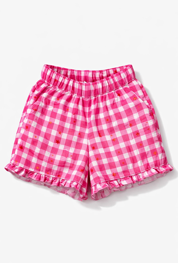 Szorty dziewczęce w kratkę z falbanką