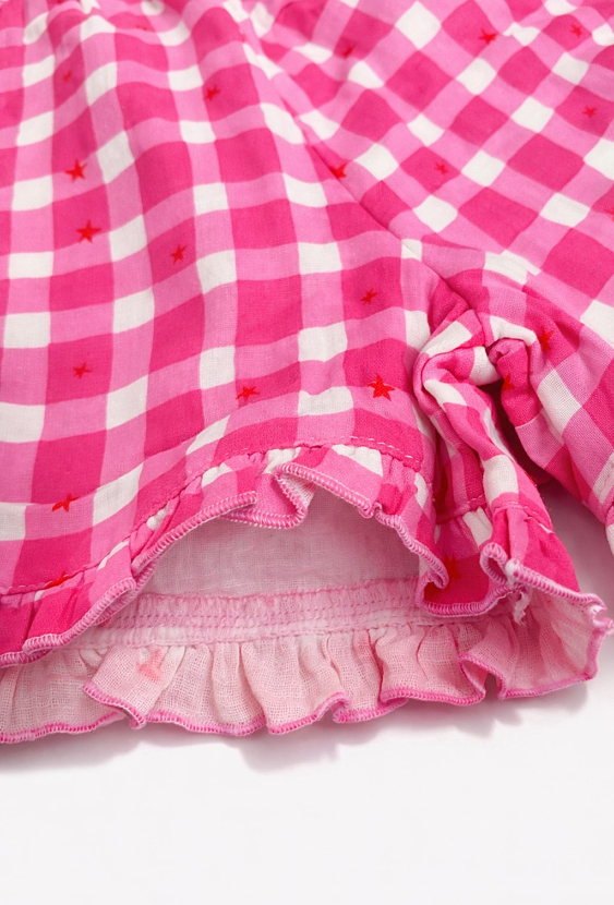 Szorty dziewczęce w kratkę z falbanką