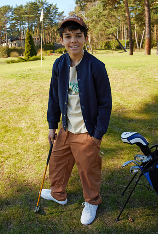 Bluza typu bomber - granatowa zapinana na napy