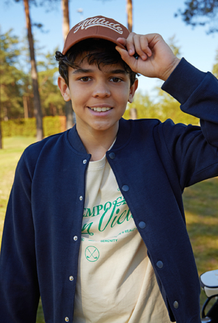 Bluza typu bomber - granatowa zapinana na napy