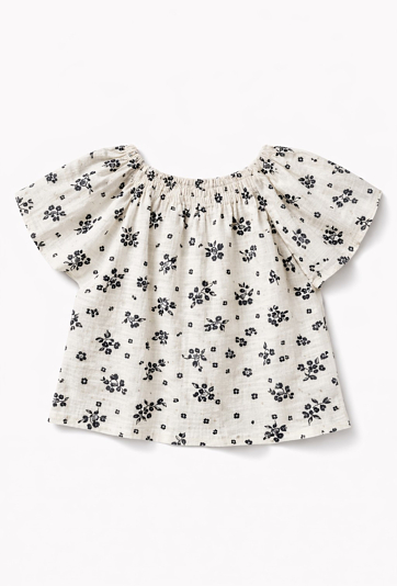 Dziewczęca bluzka z muślinu bawełnianego w kwiatowy wzór
