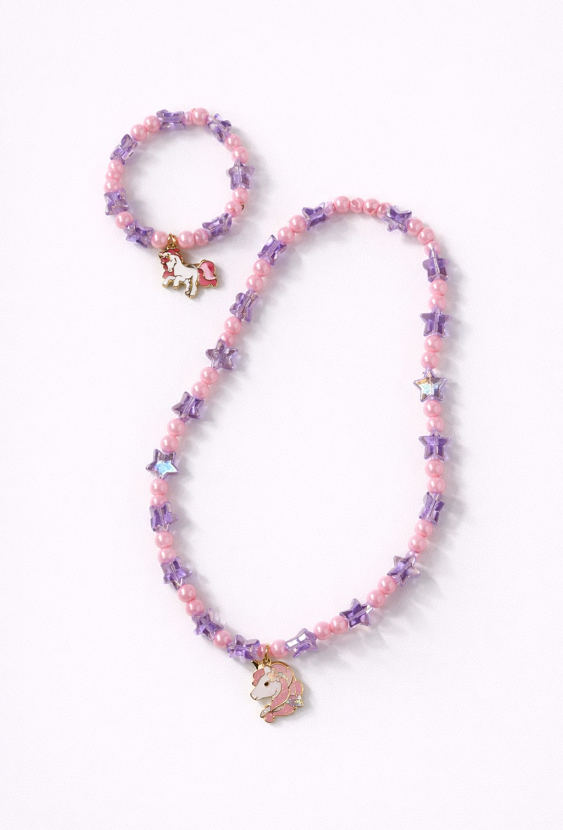 Zestaw biżuterii dla małej dziewczynki: naszyjnik i bransoletka