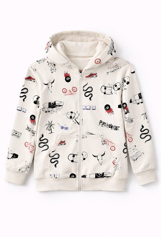 Chłopięca rozpinana bluza z kapturem i nadrukiem
