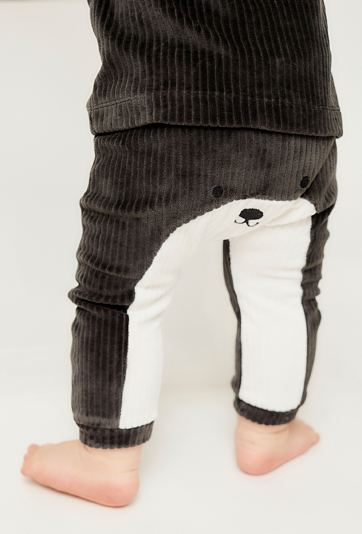 Welurowe spodnie niemowlęce - szare w prążki - 5.10.15.