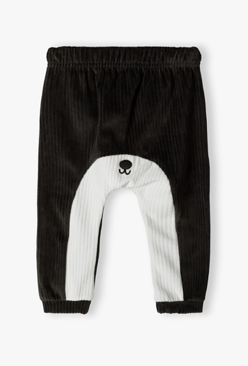 Welurowe spodnie niemowlęce - szare w prążki - 5.10.15.