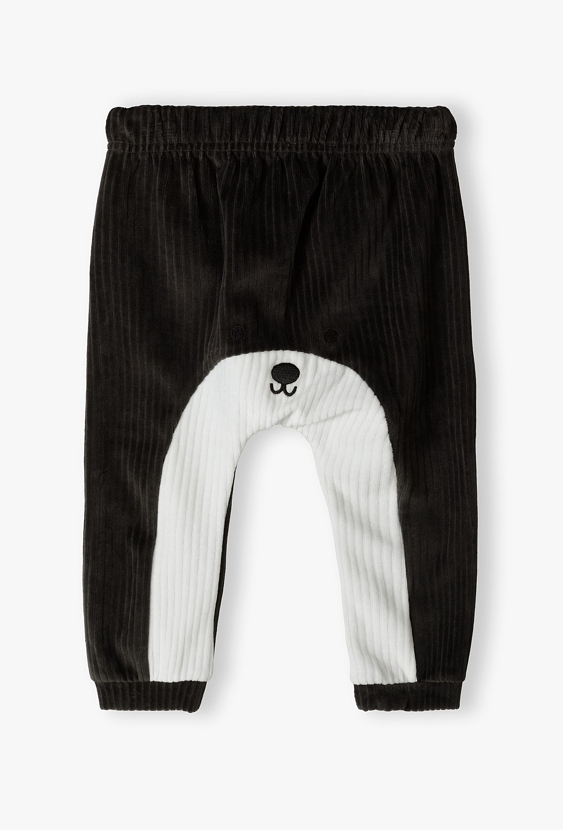 Welurowe spodnie niemowlęce - szare w prążki - 5.10.15.