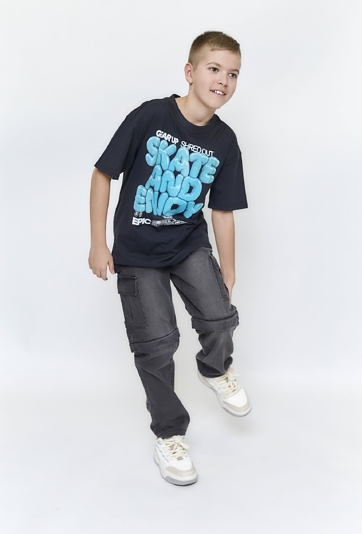 Chłopięcy t-shirt czarny z nadrukiem