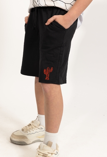 Chłopięce szorty dzianinowe z haftem kaktusa