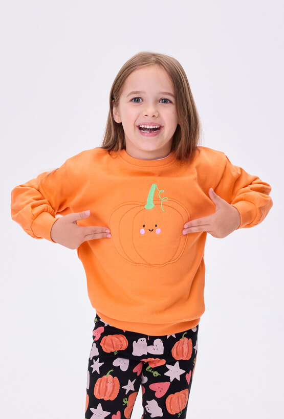Bluza dziewczęca z aplikacją dyni Halloween