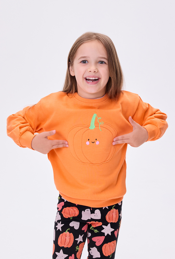 Bluza dziewczęca z aplikacją dyni Halloween