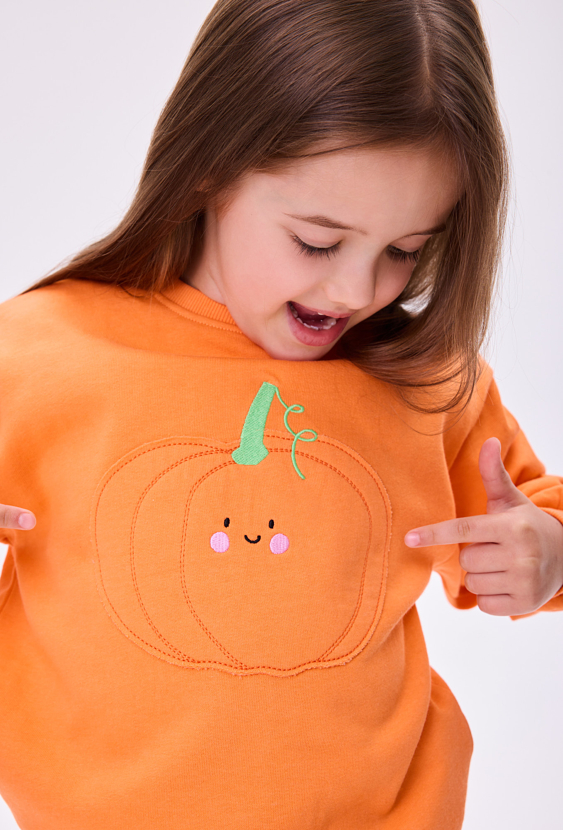 Bluza dziewczęca z aplikacją dyni Halloween