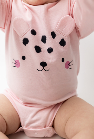 Róźowe body z długim rękawem