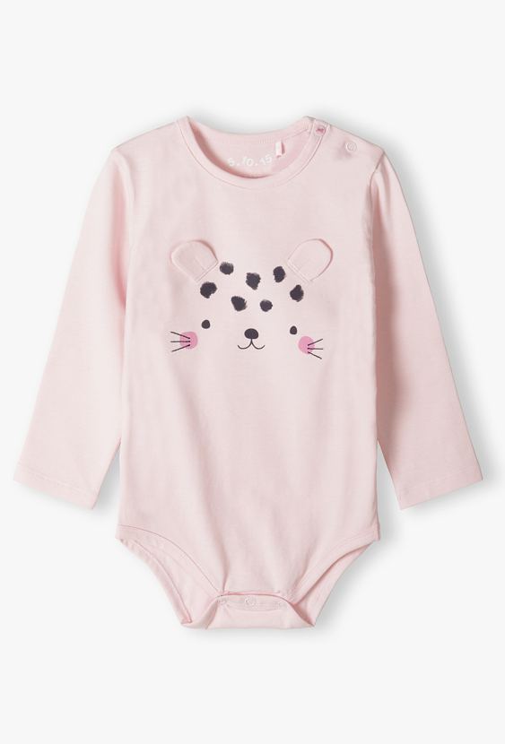 Róźowe body z długim rękawem