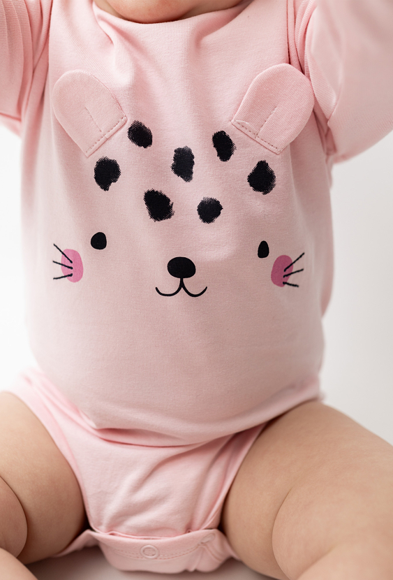 Róźowe body z długim rękawem