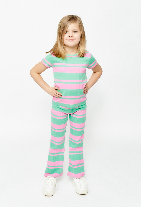 Dziewczęce spodnie flare w paski