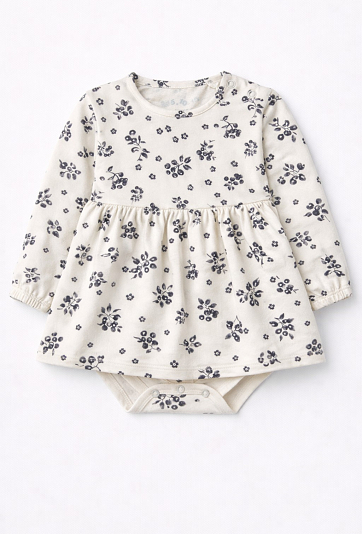 Body sukienka niemowlęca w kwiatki –  z długim rękawem