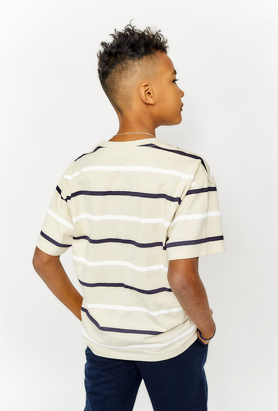 T-shirt chłopięcy w beżowy w paski