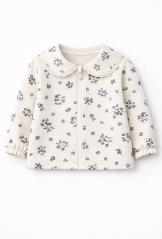 Bluza niemowlęca rozpinana w kwiatki z kołnierzem