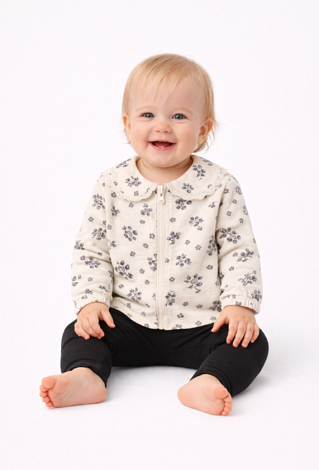 Bluza niemowlęca rozpinana w kwiatki z kołnierzem