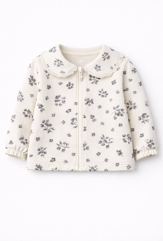 Bluza niemowlęca rozpinana w kwiatki z kołnierzem