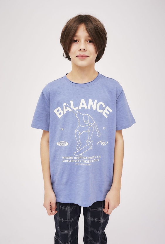 Niebieski t-shirt chłopięcy z nadrukiem - Balance