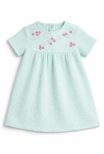 Sukienka niemowlęca z krótkim rękawem z haftami w kwiatki