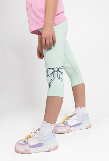 Dziewczęce legginsy 3/4 z nadrukiem kokardek