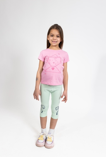 Dziewczęce legginsy 3/4 z nadrukiem kokardek