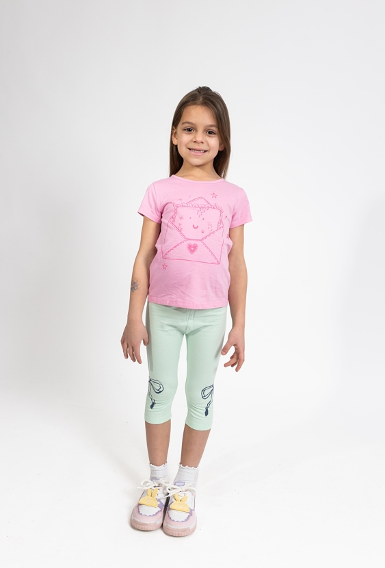 Dziewczęce legginsy 3/4 z nadrukiem kokardek