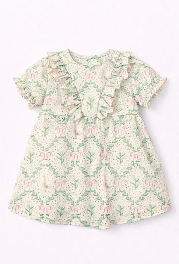 Sukienka niemowlęca dziewczęca z krótkim rękawem 100% bawełna