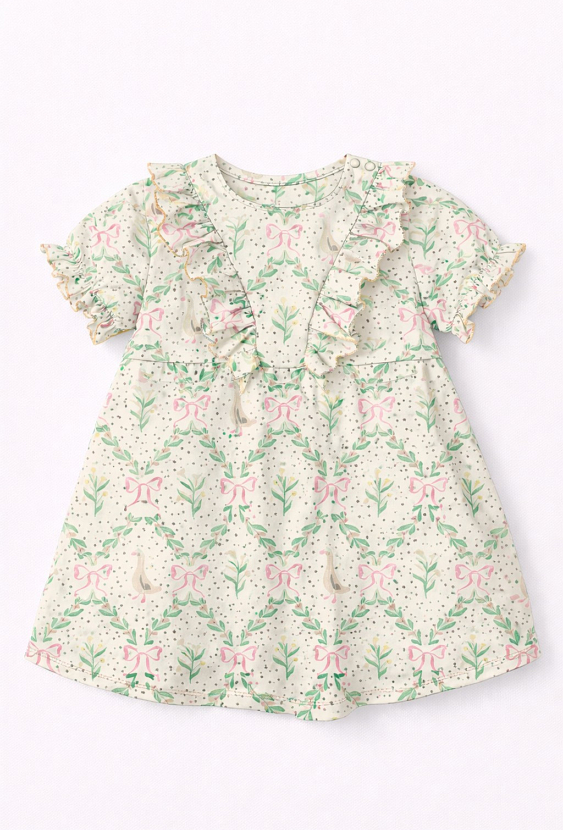 Sukienka niemowlęca dziewczęca z krótkim rękawem 100% bawełna